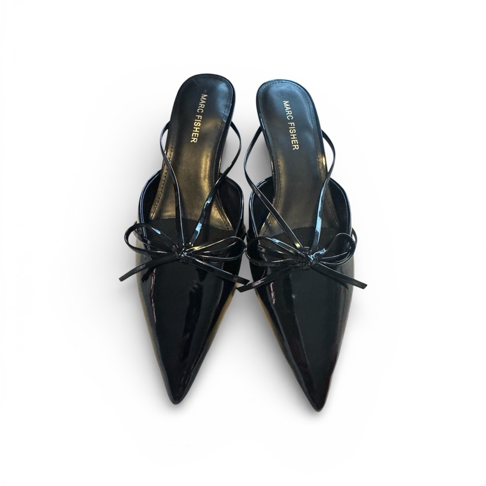 Marc Fisher Black Patent Leather Mules